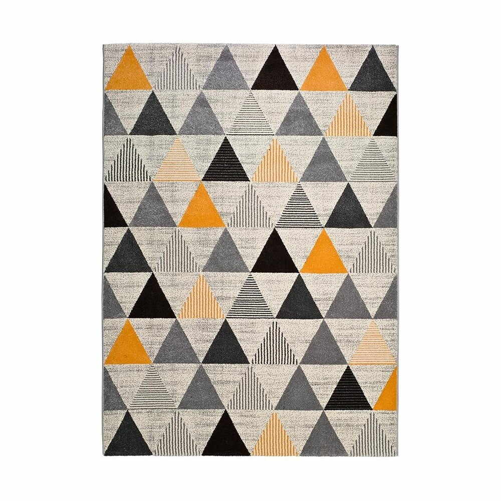 Covor Universal Leo Triangles, 160 x 230 cm, gri-portocaliu