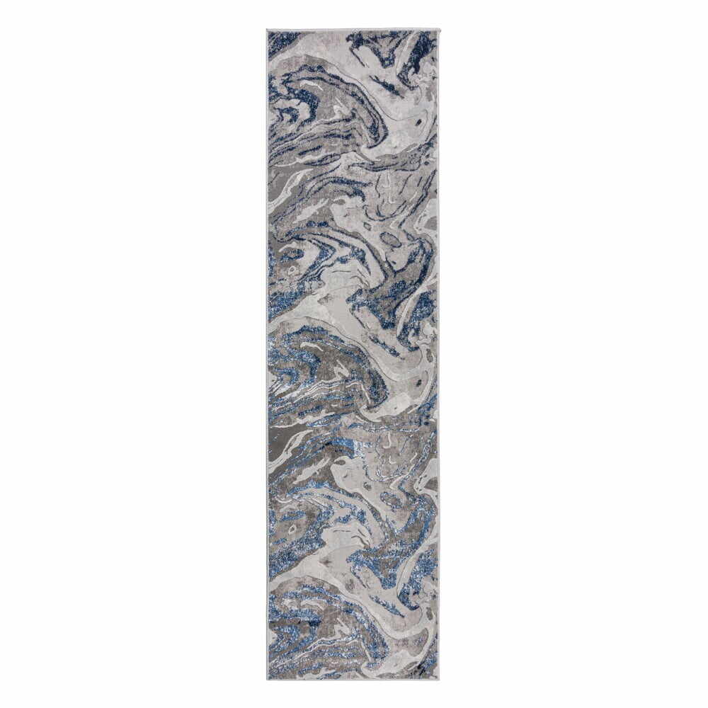 Covor tip traversă Flair Rugs Marbled, 60 x 230 cm, albastru-gri