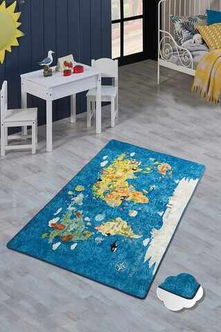 Covor, World Map , 100x160 cm, Catifea, Multicolor